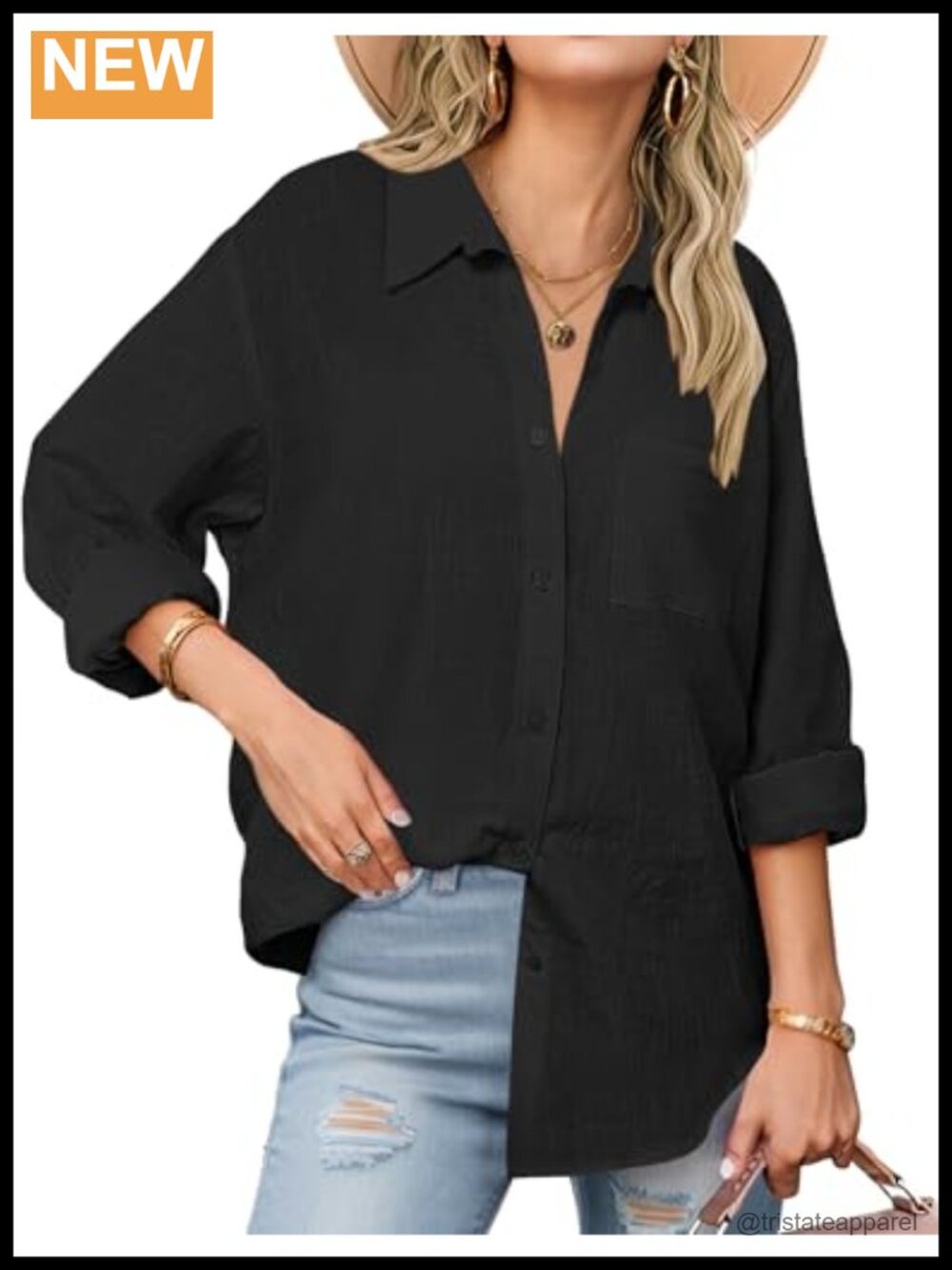 Women's Pure Cotton Long Sleeve Blouse Button Down Casual Gauze Top